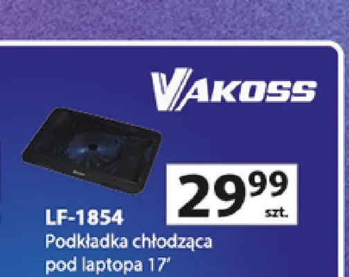 Podkładka chłodząca pod laptopa Vakoss LF-1854 promocja w Auchan