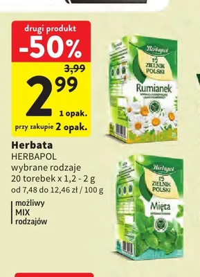 Herbata Herbapol Zielnik Polski mięta promocja w Intermarche