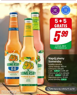 Napój piwny Somersby Strawberry & Kiwi promocja w Dino