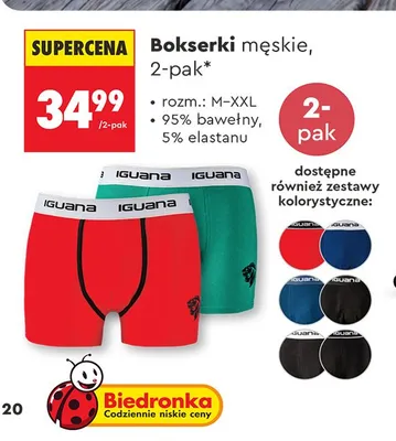 Bokserki męskie Iguana 2-pak promocja w Biedronka