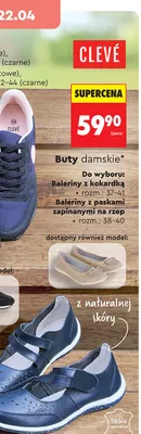 Buty damskie baleriny z paskami zapinane na rzep promocja w Biedronka
