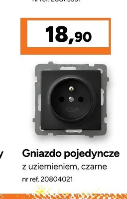 Gniazdo pojedyncze z uziemieniem Ospel Seria AS czarne promocja w Bricoman