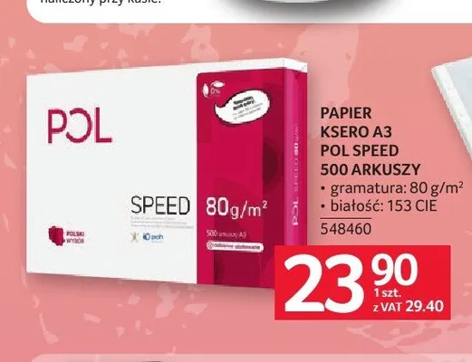 Papier ksero A3 Pol Speed 500 arkuszy promocja w Selgros