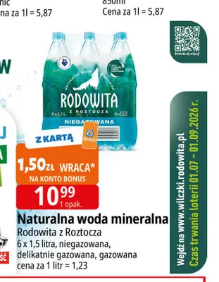 Naturalna woda mineralna Rodowita z Roztocza 6-pak promocja w Leclerc