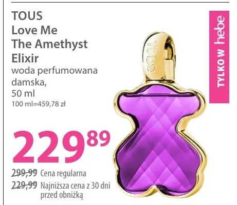 Woda perfumowana damska Tous Love Me The Amethyst Elixir promocja w Hebe