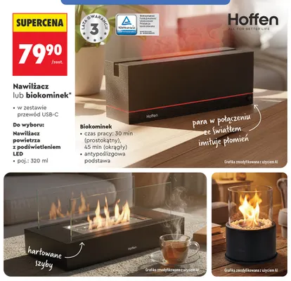 Nawilżacz powietrza z podświetleniem LED 320 ml Hoffen promocja w Biedronka
