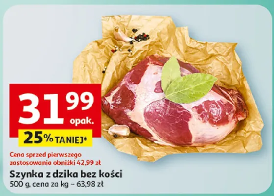 Szynka z dzika bez kości promocja w Auchan