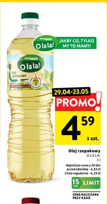 Olej rzepakowy O LA LA! promocja w Intermarche