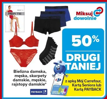 Bielizna damska, męska, skarpety damskie, męskie, rajstopy damskie promocja w Carrefour Market
