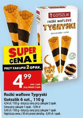 Rożki waflowe Tygryski Gotszlik 6szt. promocja w Twój Market