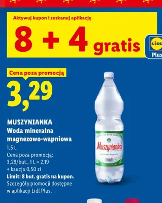 Woda mineralna gazowana magnezowo-wapniowa Muszynianka promocja w Lidl