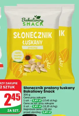 Słonecznik prażony łuskany Bakaliowy Snack promocja w Dino