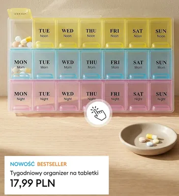 Tygodniowy organizer na tabletki promocja w Sinsay