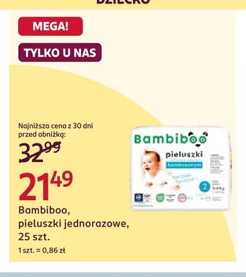 Pieluszki jednorazowe Bambiboo promocja w Rossmann