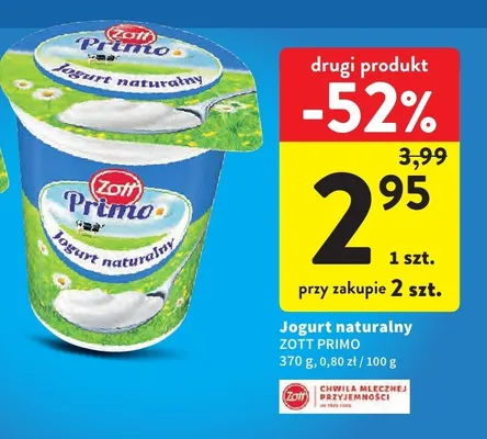 Jogurt naturalny promocja w Intermarche
