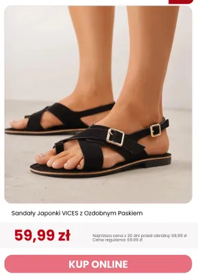 Sandały japonki VICES z ozdobnym paskiem promocja w Renee