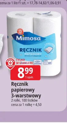 Ręcznik papierowy 3-warstwowy Mimosa promocja w Leclerc
