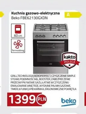 Kuchnia gazowo-elektryczna Beko FBE62130GXDN promocja w kakto.pl