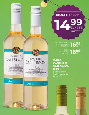 Wino Castillo San Simón Airén Moscato białe słodkie Hiszpania promocja w Duży Ben