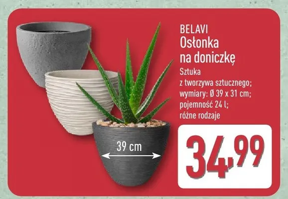 Osłonka na doniczkę Belavi z tworzywa sztucznego promocja w Aldi