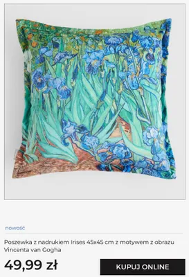 Poszewka z nadrukiem Irises Vincent van Gogh home & you promocja w home&you