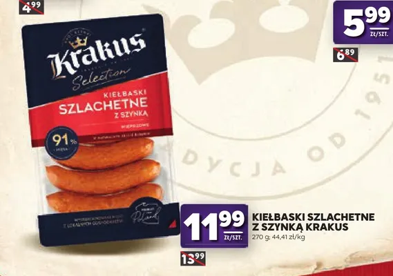 Kiełbaski szlachetne z szynki Krakus promocja w Stokrotka