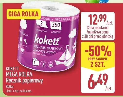 Ręcznik papierowy 3-warstwowy mega rolka promocja w Aldi