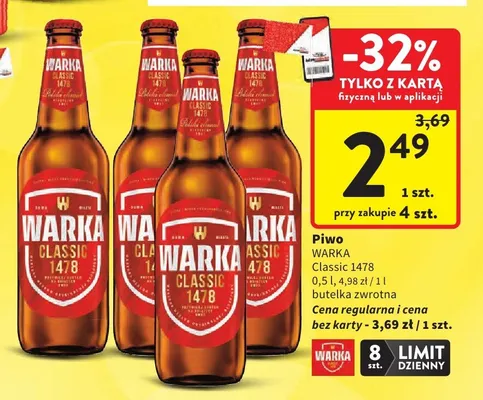 Piwo Warka Classic 1478 promocja w Intermarche