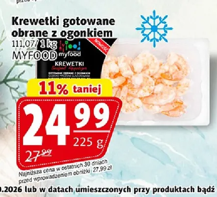 Krewetki gotowane obrane z ogonkiem Myfood promocja w Prim Market