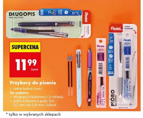 Pióro kulkowe Pentel 0,8 mm i wkład promocja w Biedronka