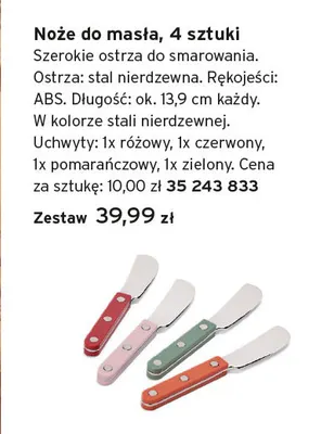 Noże do masła 4 sztuki promocja w Tchibo