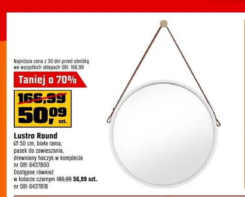 Lustro Round białe promocja w OBI