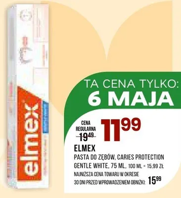 Pasta do zębów Elmex Caries Protection Gentle White promocja w Drogerie Natura