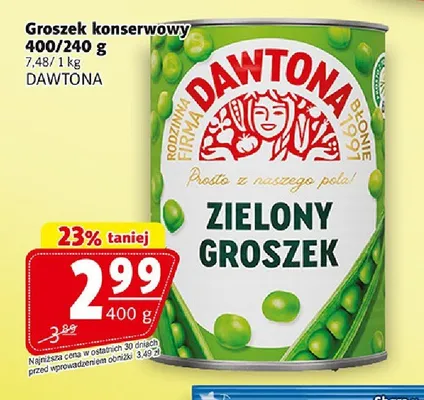 Groszek konserwowy zielony Dawtona promocja w Prim Market