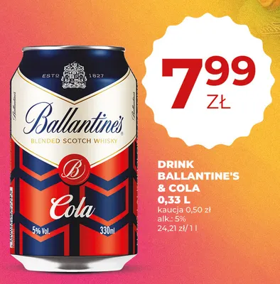 Drink Ballantine's & Cola promocja w Duży Ben