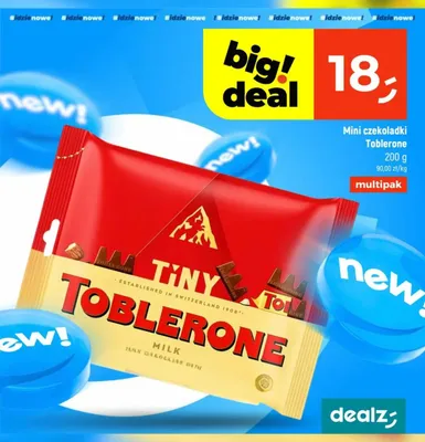 Mini czekoladki Toblerone Milk wielopak promocja w Dealz