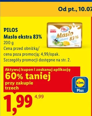 Masło ekstra 83% Pilos promocja w Lidl