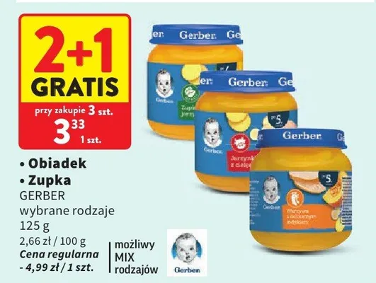 Zupka Gerber wybrane rodzaje promocja w Intermarche