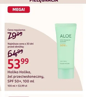 Żel przeciwsłoneczny Holika Holika Aloe Cica Waterproof Sunscreen SPF 50+ promocja w Rossmann