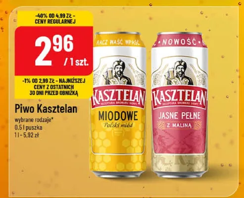Piwo Kasztelan Jasne Pełne z maliną promocja w POLOmarket