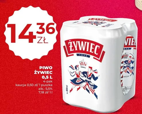 Piwo Żywiec 4-pak 0,5 l promocja w Duży Ben