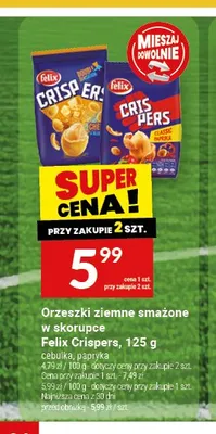 Orzeszki ziemne smażone w skorupce Felix Crispers cebulka promocja w Twój Market