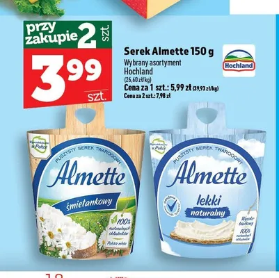 Serek Almette lekki naturalny Hochland promocja w TOPAZ