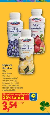 Jogurt pitny Skyr jagoda Piątnica promocja w Lidl