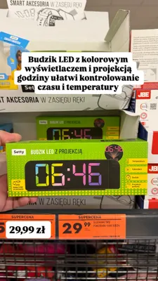 Budzik LED z projekcją Setty promocja w Biedronka