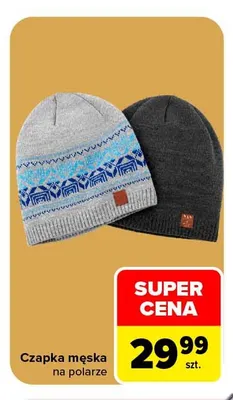 Czapka męska na polarze promocja w Carrefour