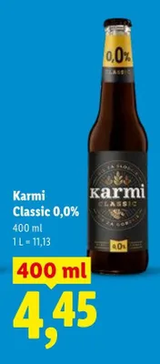Piwo bezalkoholowe Karmi Classic 0,0% promocja w Lidl