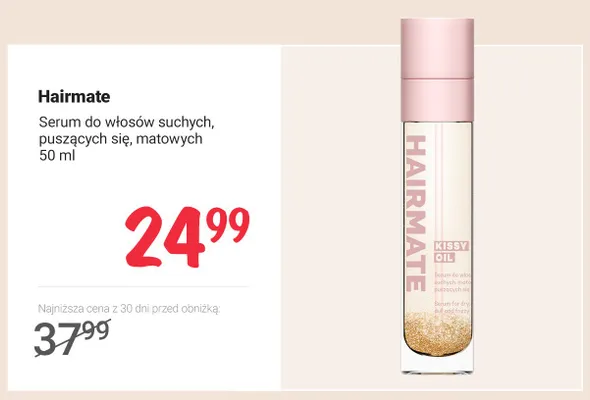 Serum do włosów Hairmate do włosów suchych puszących się i matowych promocja w Rossmann