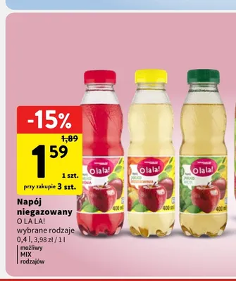 Napój niegazowany O La La! jabłko-mięta promocja w Intermarche