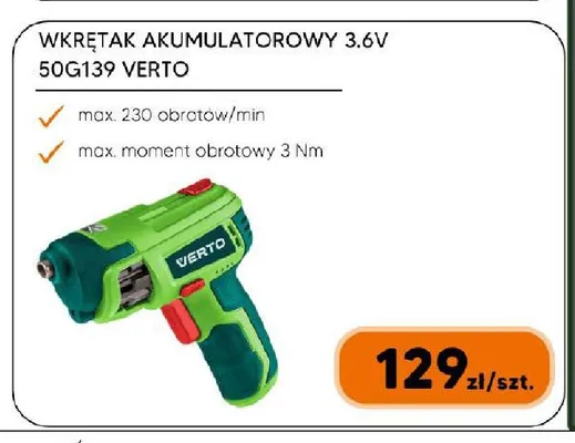 Wkrętak akumulatorowy Verto 3,6V promocja w HIPPER.pl